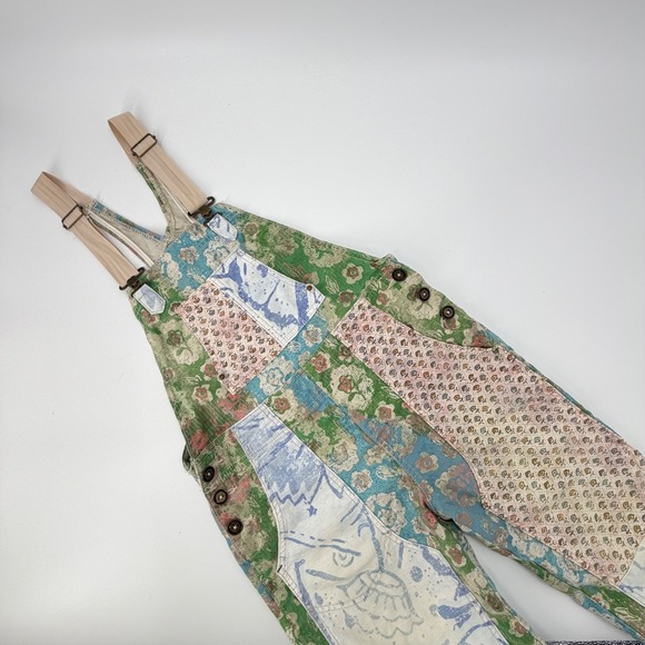 Pilcro and the Letterpress Denim - Pilcro Wanderer Overalls 25 Patchwork Floral Boho Anthropologie Cottagecore